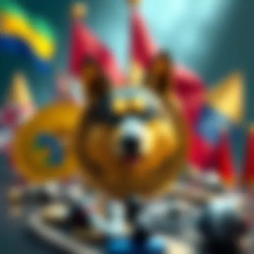 A graphic showing a Doge coin with political symbols related to Maduro in the background