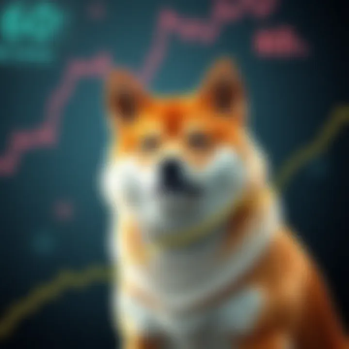 A visual representation of Doge coin's upward trend with a chart showing a potential rise to 60 cents. The iconic Shiba Inu dog is featured prominently, symbolizing the cryptocurrency.