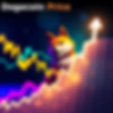 Dogecoin Price Surge A graph showing the upward trend of Dogecoin prices with a dog mascot in the background, symbolizing the cryptocurrency's growth.