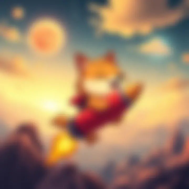 Dogecoin Rocketing Forward A cartoon dog with a rocket, symbolizing Dogecoin's potential growth in the crypto market