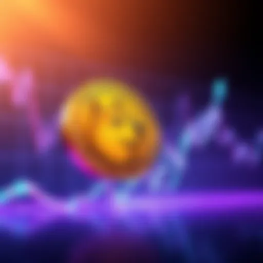 A graph showing the fluctuation of Doge coin value, approaching 6 cents with a focus on recent trends and predictions.