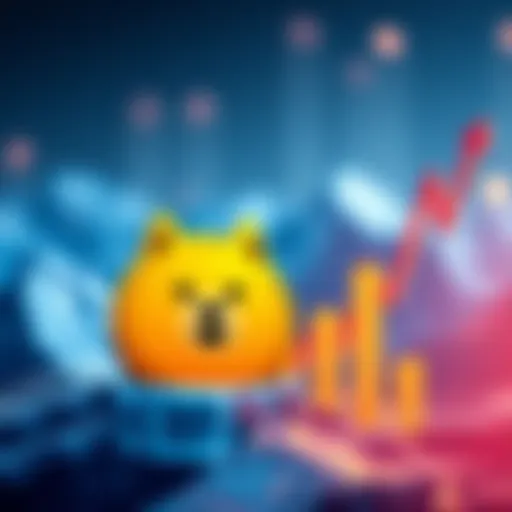 The Dogecoin logo alongside a graph showing an upward trend, symbolizing growth in the cryptocurrency market for 2025.