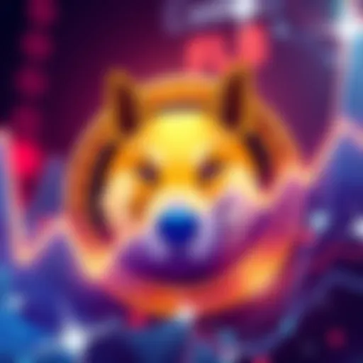 Doge coin logo with a graph showing potential decline, symbolizing market cap risk