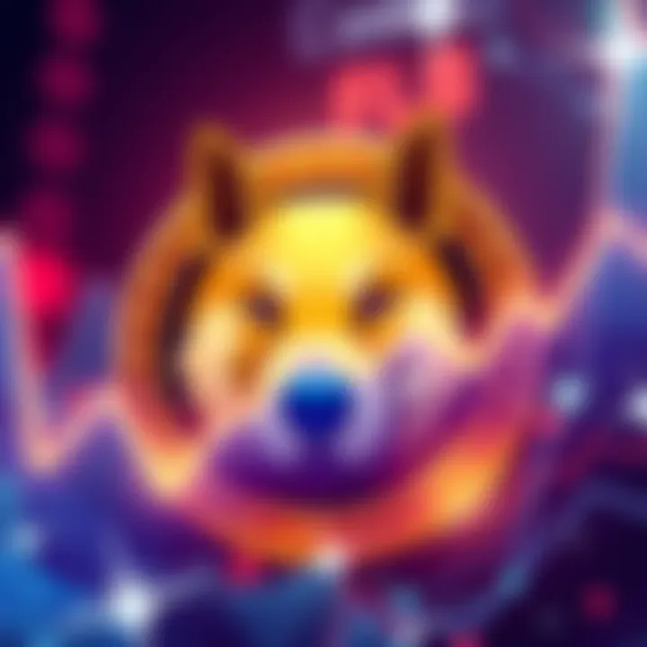 Doge Coin Logo Doge coin logo with a graph showing potential decline, symbolizing market cap risk