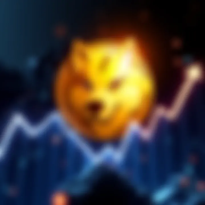 Dogecoin Logo Progress Towards $1 Dogecoin logo with a graph showing upward trend and a $1 goal