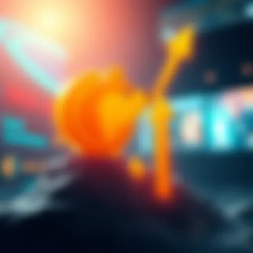 A graphic showing a Dogecoin symbol ascending with upward arrows, indicating potential price increase.