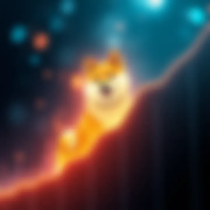 A visual representation of Dogecoin with a rising graph indicating potential growth to $2 by 2030