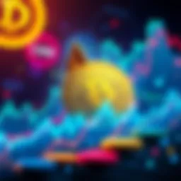 A visual representation of Dogecoin with market trends, highlighting strategies for selling during a price rise