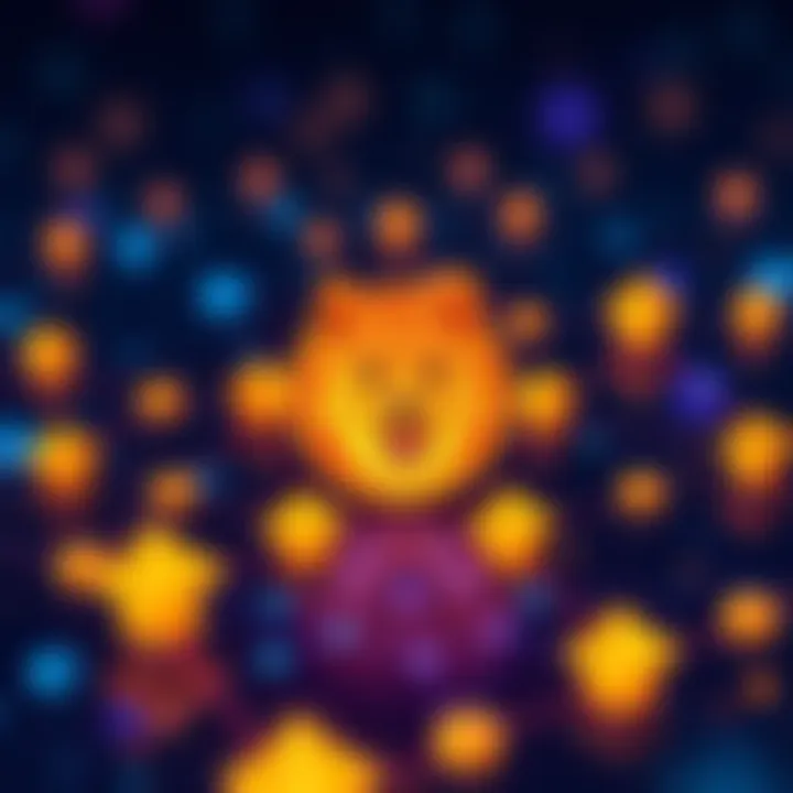 A graphic showing Dogecoin logo connected to Solana blockchain symbols, representing the new partnership for faster transactions.