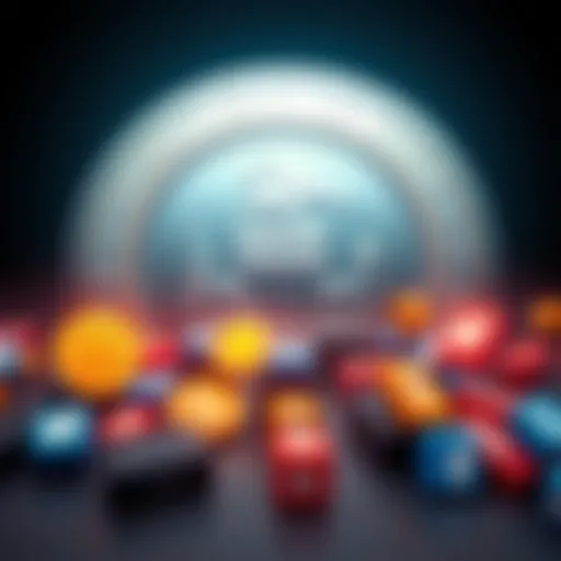 A graphic showing the Department of Justice logo with Bitcoin symbols and social media icons, indicating a potential BTC sale.