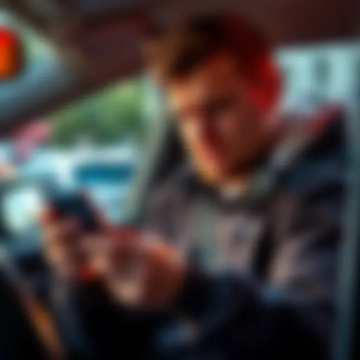 Frustrated DoorDash driver looking at their earnings on a phone outdoors.