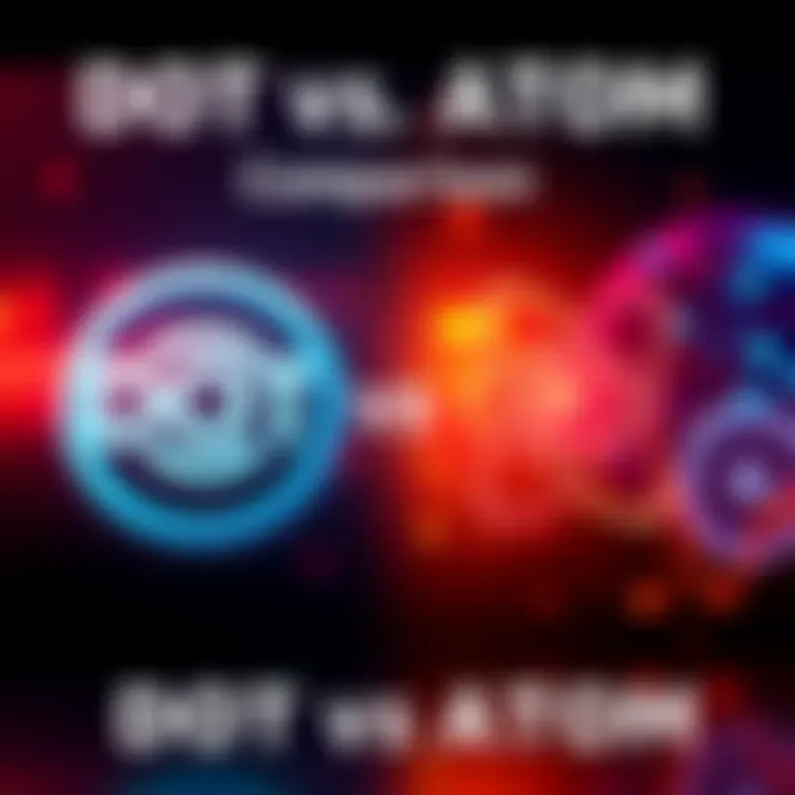 A visual comparison of DOT and ATOM logos, highlighting their features and market competition.