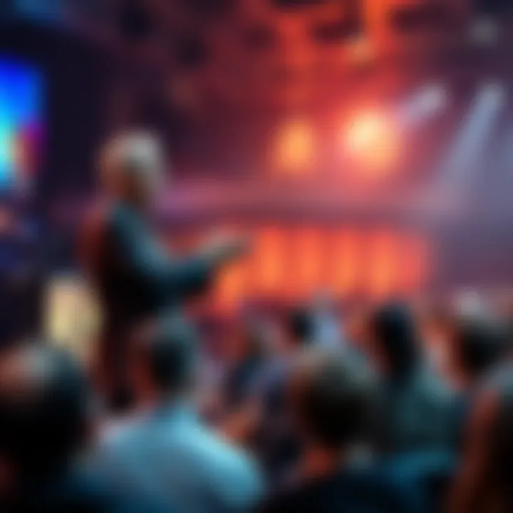 Dr. Parik standing on stage sharing motivational advice with an engaged audience