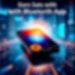A smartphone displaying a Bluetooth signal icon, symbolizing BLE coverage and earning Sats.