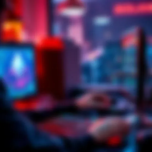 A person using a computer to find Solana faucets for investing in meme coins