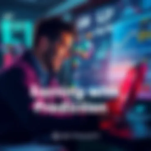 A person analyzing charts and data on a laptop, looking excited about making money through predictions on BitMart Prediction Market.