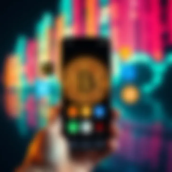 Easy Bitcoin Buying Apps A smartphone displaying popular apps for buying Bitcoin, showcasing icons of user-friendly cryptocurrency platforms.