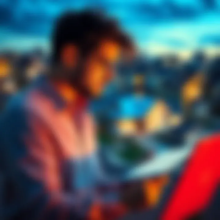 A person looking at various homes with a notepad and laptop, considering options for buying in today's market.