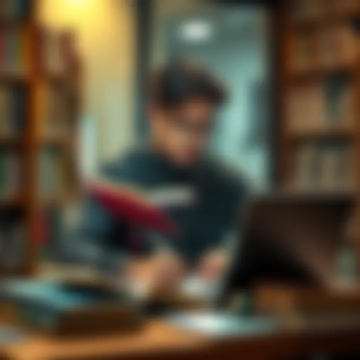 A person studying with books and a laptop, taking notes to enhance learning and retention