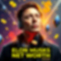 Elon Musk's Net Worth in 2026 A graphic showing Elon Musk with dollar signs and tech symbols around him, representing his wealth in 2026