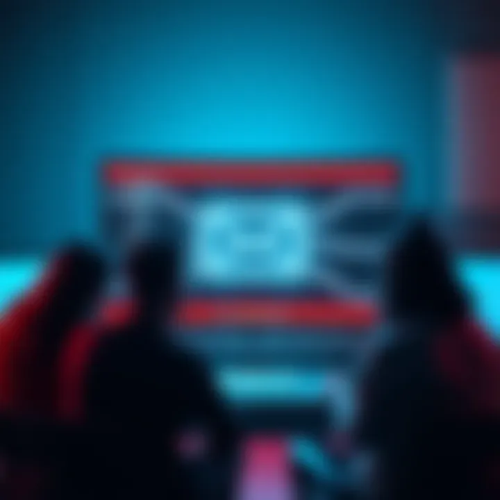 A digital email notification on a computer screen prompting discussion among people about its content.