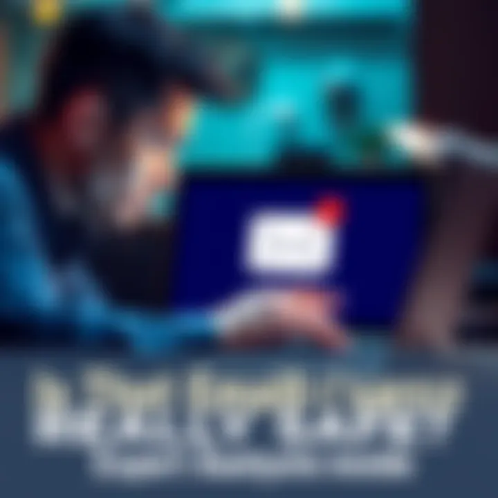 Person inspecting an email on a laptop Individual looking closely at a suspicious email on their laptop with a thoughtful expression