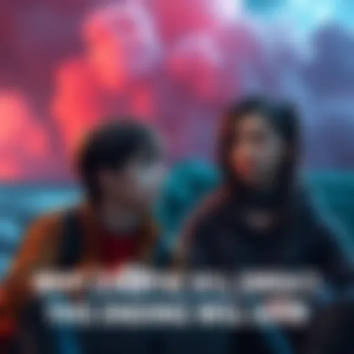 Two characters sitting together, looking thoughtful, as they discuss the unexpected ending of a story