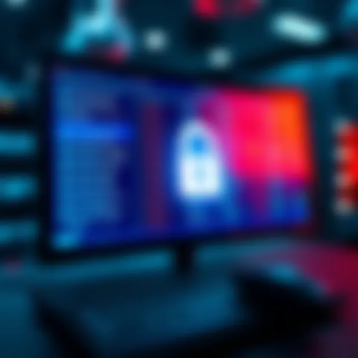 A computer screen displaying encrypted files with seed phrases, showing a padlock symbol for security.