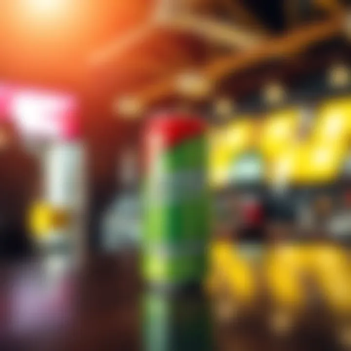 A refreshing energy drink in a can sits on a table with a bright background, ready to energize your day.
