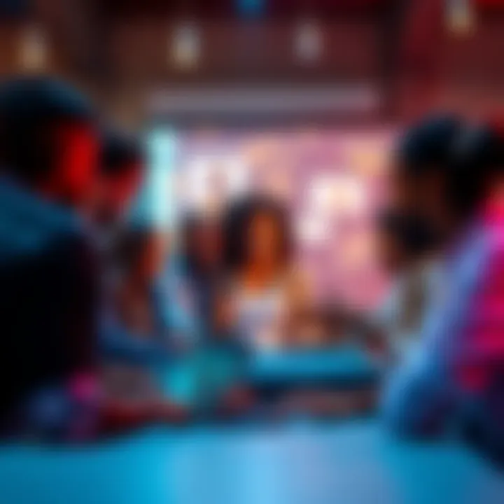 A group of diverse people interacting in a lively online discussion, sharing ideas and insights with each other on a computer screen.