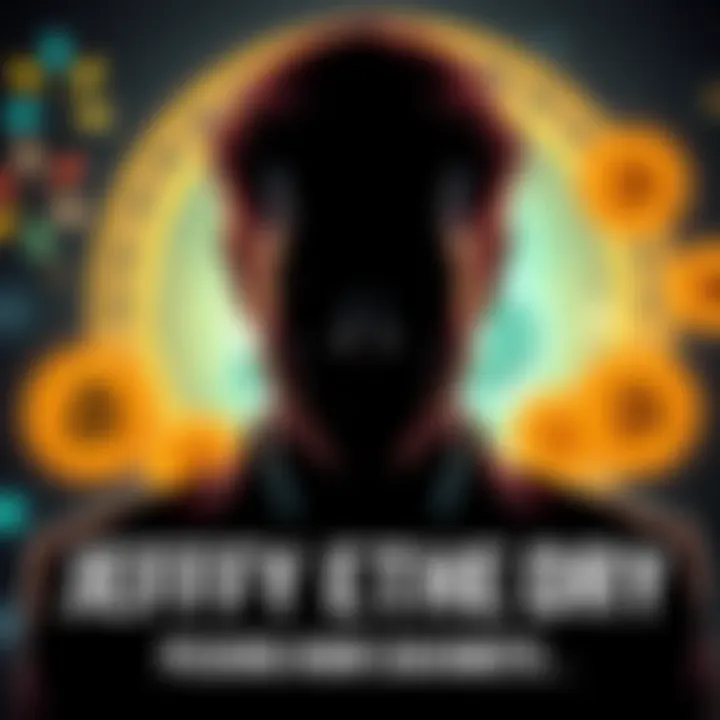 A graphic showing a silhouette of a man resembling Jeffrey Epstein with Bitcoin symbols in the background, representing the controversial theory connecting him to cryptocurrency.