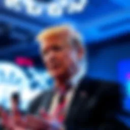 Eric Trump discussing cryptocurrency Eric Trump speaking at an event about cryptocurrency adoption