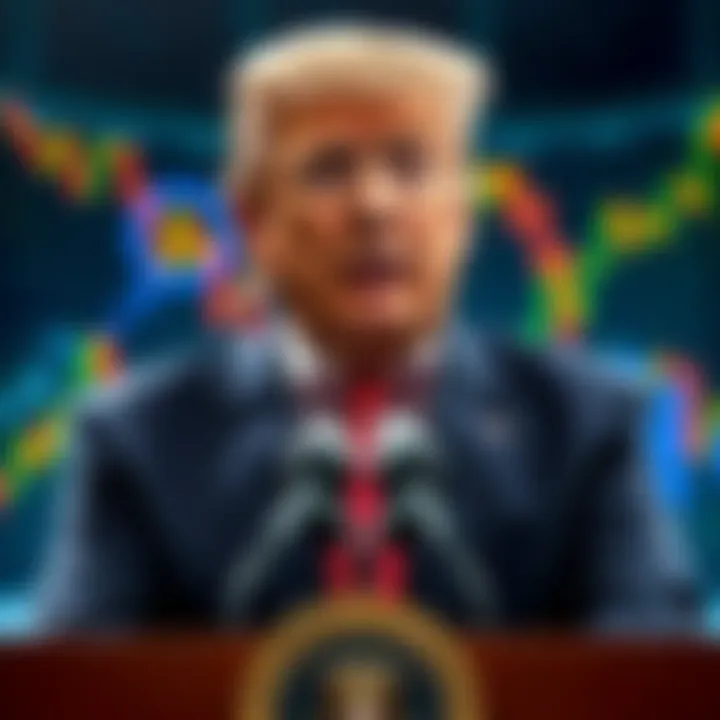 Eric Trump amid financial turmoil Eric Trump speaks at a podium while images of crashing crypto graphs are shown behind him, symbolizing the market collapse
