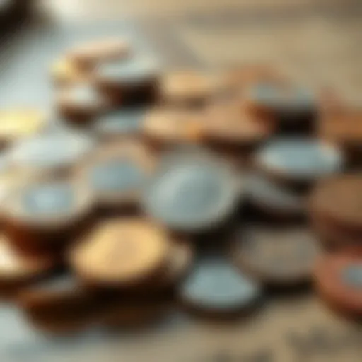 A collection of error coins displayed on a table, showcasing their unique features and details.