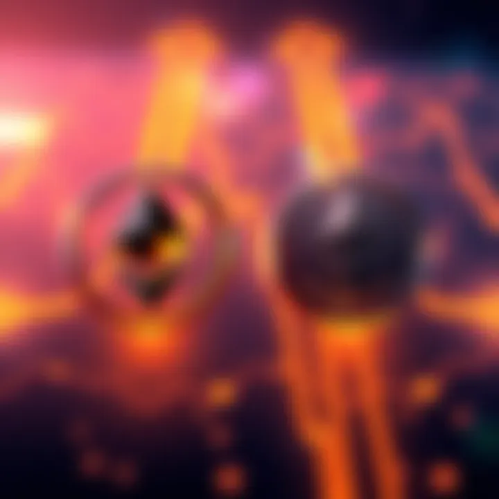 Logos of Ethereum and Solana with arrows representing trade between them