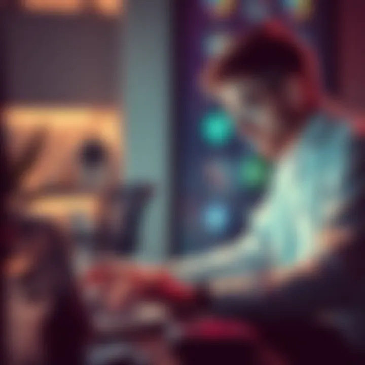 A person discussing a new meme coin project with a laptop, emphasizing teamwork and technology.