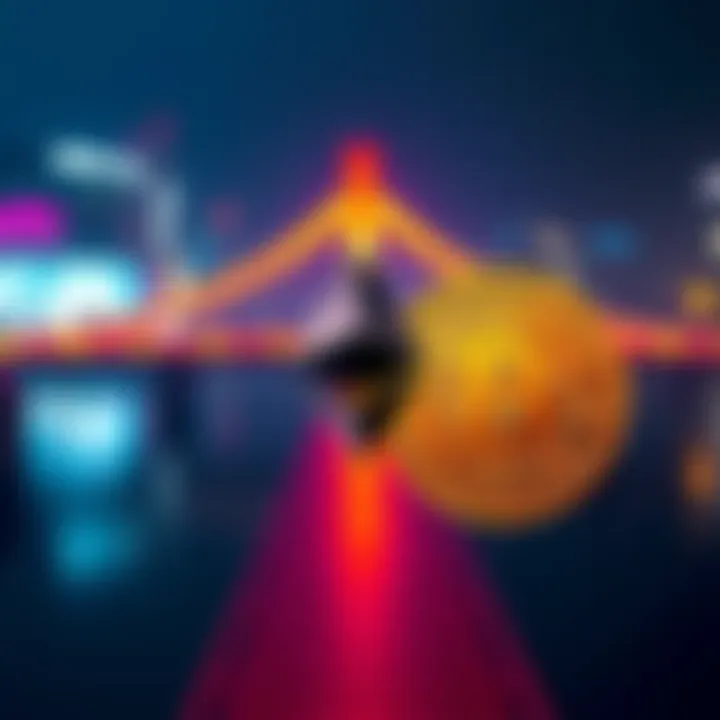 A visual of the Ethereum logo bridging to the Bitcoin logo, symbolizing low slippage transactions in 2026.