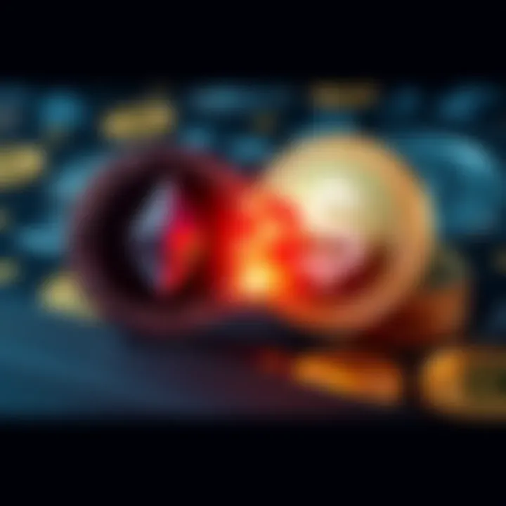 A graphic showing Ethereum coins transforming into USD Coin, representing the conversion process without KYC, with a backdrop of a digital wallet and currency symbols.