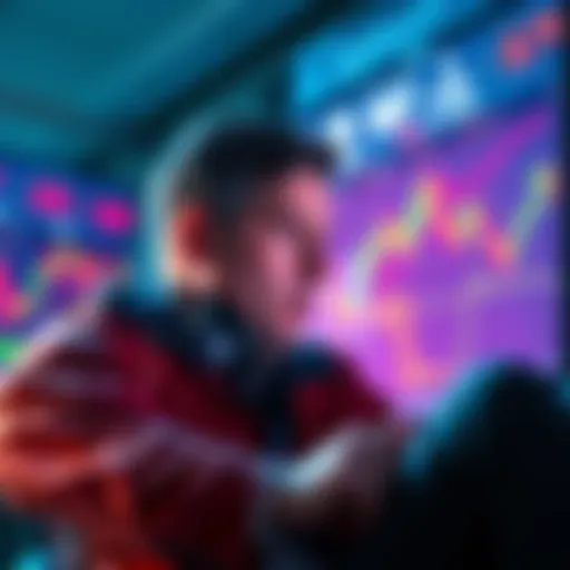 A trader looking at the screen with positive market trends, symbolizing recovery in ETH trading after challenges.