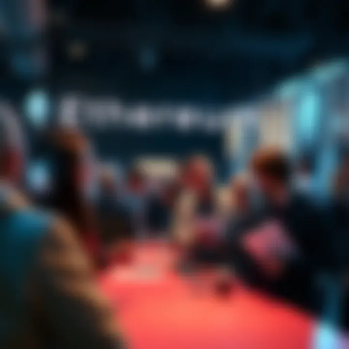 A group of people discussing Ethereum and sharing news at a community event