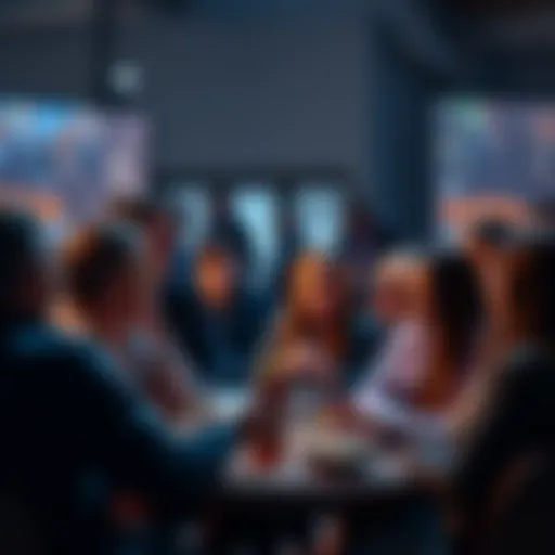 Ethereum Community Discussion A group of people engaged in a lively discussion about Ethereum, sharing ideas and news