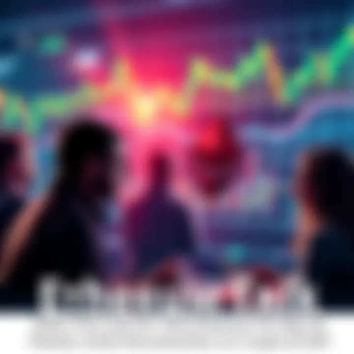 Ethereum and DeFi Discussion People engaging in a discussion about Ethereum and DeFi trends with charts and graphs in the background.