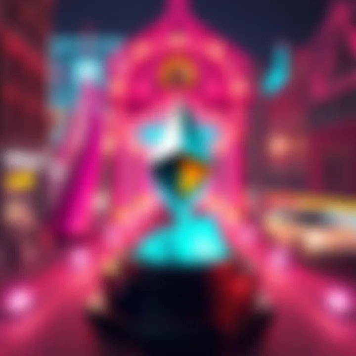 A digital representation of Ethereum's Glamsterdam upgrade with symbols of scalability and efficiency, featuring lively colors and blockchain visuals.