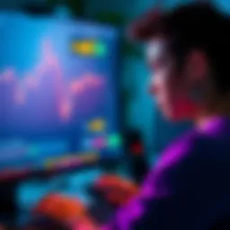 A person looking at a computer screen displaying Ethereum prices, contemplating an investment decision.