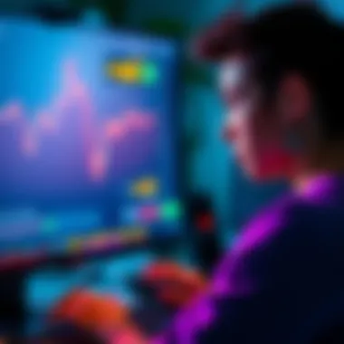 A person looking at a computer screen displaying Ethereum prices, contemplating an investment decision.