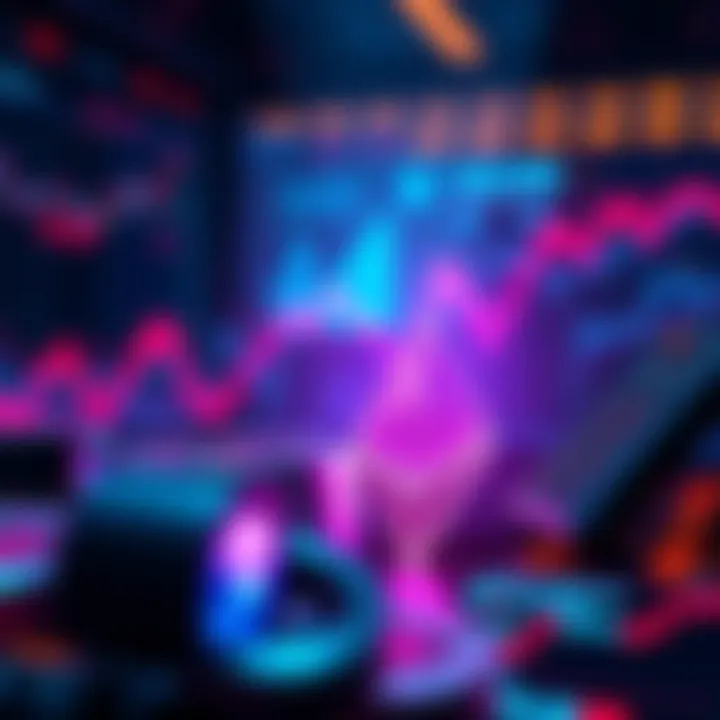 An analytical graphic representing Ethereum market trends with charts and graphs.