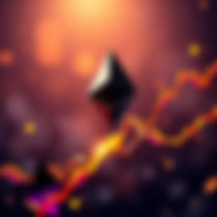 Graph showing Ethereum's price soaring, with upward arrows indicating a rise to $63,000.
