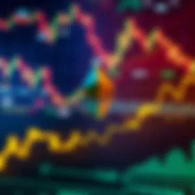 Graph showing Ethereum price increase with a background of financial charts and symbols