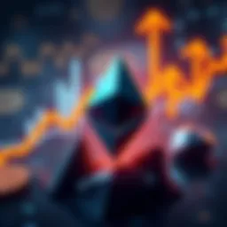 A visual representation of Ethereum's price chart showing a stabilization trend, with a background of digital currency symbols and upward arrows indicating potential growth.
