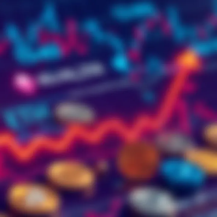 Graph showing the upward trend of Ethereum (ETH) prices with a background of digital currency symbols